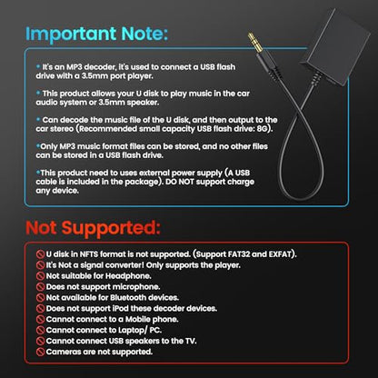ANDTOBO USB to Aux Audio Adapter, 3.5mm Male to USB Female Adapter for Playing Music with Flash Drive in Car