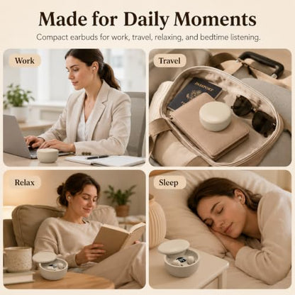 Sleep Earbuds Bluetooth 5.4, Mini Invisible Noise Blocking Sleeping Headphones, Hidden Earbuds with LED Display for Small Ears, for Side Sleepers Meditation Travel Gym Workout (Khaki) - color: Skin tone