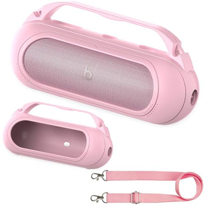 Silicone Cover Case for Beats Pill 2024 Wireless Bluetooth Speaker | Protective Stand Holder for Beats Pill Bluetooth Speaker Accessories With Should Strap (Pink Case) - color: Pink Case