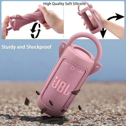 for JBL Grip Portable Waterproof Speaker Silicone Case, Army Pink | Portable Travel Soft Cover with Adjustable Shoulder Strap and Carabiner, Protective Skin Case, Anti-Slip Feet - color: Army Pink Case