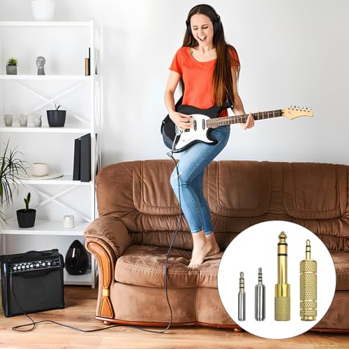 4 Pack Audio Adapter Kit, Headphone Jack Adapter 1/8" Male to 1/4" Female & 1/4" Male to 1/8" Female + 3.5mm to 2.5mm & 2.5mm to 3.5mm Adapter, Stereo Jack Converter for Headphone,Guitar Amplifier,Mic