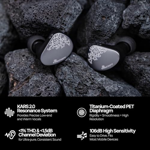 Linsoul Kiwi Ears Cadenza II 10mm Titanium Driver in Ear Monitor, HiFi Wired IEM Earphones with KARS 2.0(Grey) + Kiwi Ears SONICAP Waterproof Earbud Case,Hard Protective IEM Storage Box (Black)