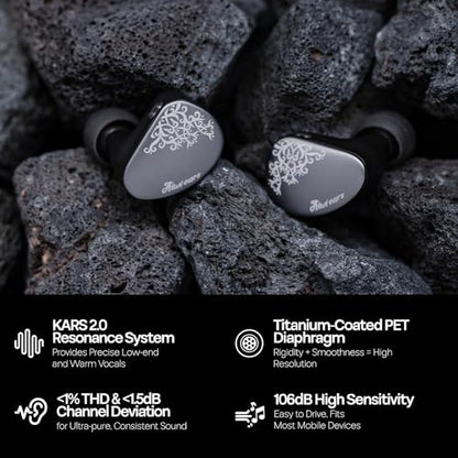 Linsoul Kiwi Ears Cadenza II 10mm Titanium Driver in Ear Monitor, HiFi Wired IEM Earphones with KARS 2.0(Grey) + Kiwi Ears SONICAP Waterproof Earbud Case,Hard Protective IEM Storage Box (Black)