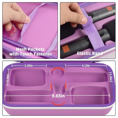 Wireless Microphone Case for JBL PartyBox & Two Mic System, Shockproof Karaoke Microphones Travel Storage Box with Mic Foam Cover, Holds 2 Mics, Receivers, Adapters, AA Batteries - Purple - color: Purple