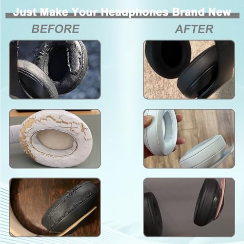 Replacement Ear Pads for Beats Studio 2 & Studio 3 Wired & Wireless Headphones, Ear Cushions, Headset Earpads, Ear Cups Cover with Soft Protein Leather-Blue - color: Blue