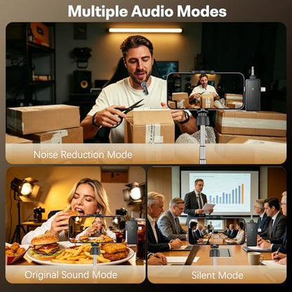 3 in 1 Wireless Mini Microphone for iPhone Android Phone Camera: Lavalier Lapel Mic for Video Recording - Noise Cancelling Clip on Shirt Microphones for Tiktok YouTube Podcast Vlogging