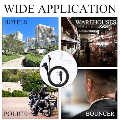 Walkie Talkies Earpiece 2 Pin Acoustic Tube Headset Ear Piece, 2 Pack | Radio Earpiece with Mic PTT Compatible with Baofeng UV-5R BF-888S Retevis H-777 RT21 RT22 Arcshell AR-5 Kenwood 2 Way Radio