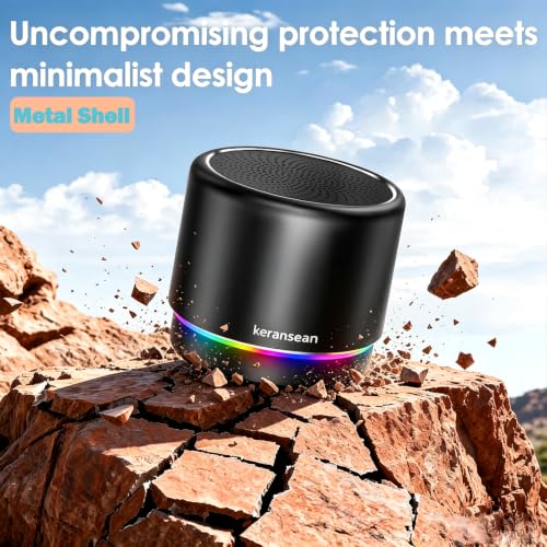 Portable Bluetooth Speaker 5.4, Mini Speaker with Noise Reduction Mic,Black | 12H Battery Life, Metal Cover,TWS Pairing, Wireless Speaker with RGB Lights for Home/Travel/Outdoor/Car/Beach by Music Lovers - color: Black