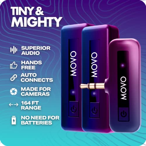 Movo Mini-Duo Wireless Microphones for Cameras, Wireless Camera Mini Mic - 3.5mm Lapel Microhone for Sony, Canon, and Nikon DSLR - 2.4Ghz Transmitter - style: 2 Transmitters