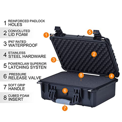 MEIJIA All Weather IP67 Waterproof Hard Camera Case,Hard Protective Case,Hard Case with Customizable Foam,Fit Use of Drones,Camera,Equipments,Pistols(Black,15.98x12.99x6.85inches) (Pack of 2) - color: Black, size: 15.98x12.99x6.85inches (Pack of 2)