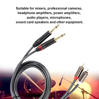 ZJchao to 1/4 Adapter, 1.5M Audio Interconnect Cord 6.35Mm Stereo to C A Phono Insert Cable Audio Wire Cords with Gold Plated Plugs for Phono Microphone Mic Mixer Amplifier