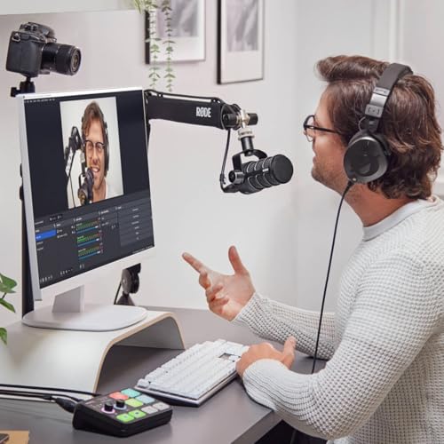 Rode PodMic USB Dynamic Broadcast Microphone Bundle with Gator GFW-MIC-0250 Weighted Mini Desktop Tripod Stand and SC27 USB-C Cable — Aphex DSP Mic for Podcasting, Streaming, Voice Over