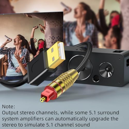 USB A to Optical Audio Adapter,Unidirectional USB to TOSLINK Optical Digital Converter Compatible with Windows/Laptop ONLY,NOT for TV Or Other Devices-6.6FT