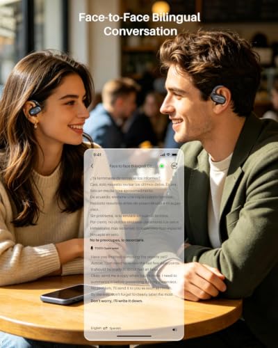 TOZO OpenWear Open Ear Earbuds, AI Translation Real Time 145+ Languages | 60H Translator Ear Buds Audifonos Traductores Inglés Español, All Day Comfort, Bluetooth Headphones 5.4 with Smart Display - color: Matte Black
