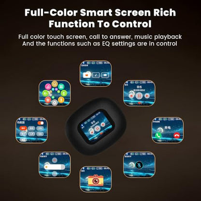 Piluyaa Open Ear Earbuds Ultra Comfort Wireless Bluetooth 5.4 Headphones Over The Ear Earbuds with Intelligent Touch Screen EarHooks IPX7 Waterproof Bone Conduction Earphones for Fitness Sports-Black - color: BLACK