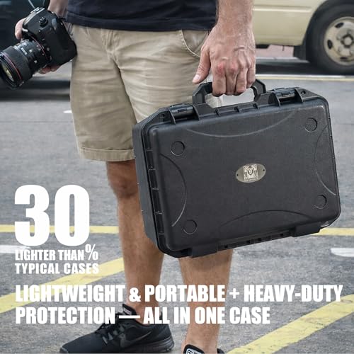 GORPANIX 18.5 x 14 x 7.7 Inch Hard Case with Customizable Foam, Hard Shell Protective Case for Mics, Heavy Duty IP67 Waterproof Gear for Microphone, Camera, Equipment, Electronics, Drone, Tools, etc - size: 18 inch Pluck Foam