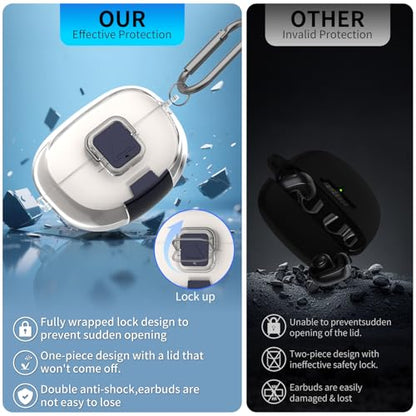 for Bose Ultra Open Earbuds Case with Secure Lock & Phone Stand, Soft TPU Shockproof Protective Clear Case for Bose Open Ear Earbuds Accessories with Cleaning Pen & Keychain (Clear) - color: Clear