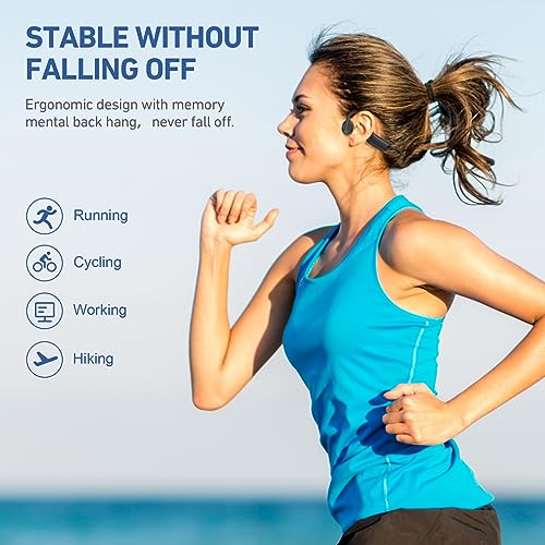 Bone Conduction Headphones Bluetooth 5.4 Wireless Earphones Open Ear Headphones with Mic, Sports Earphones IPX6 Waterproof Headset, 12H Playtime for Cycling, Hiking, Running, Driving
