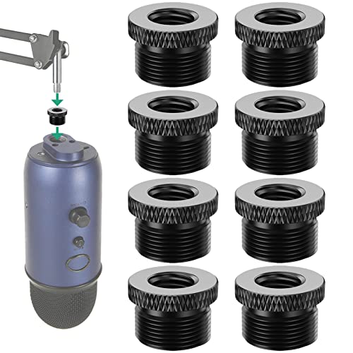 Blue Yeti Mic Screw Adapter 5/8 Male to 3/8 Female, Metal Screw Thread Adapter for Blue Yeti X/Blue Yeti/Snowball Mic Boom Arm Stand, 8 Pcs (Black) - color: 3/8 - 5/8