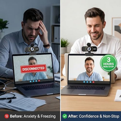 the Webcam for PC that Just Works - Every Time All Platforms | Plug and Play No Driver Needed, Crystal Clear 1080p Full HD, Your Privacy Physically Protected, Mount It Anywhere in Seconds - color: Black with Tripod