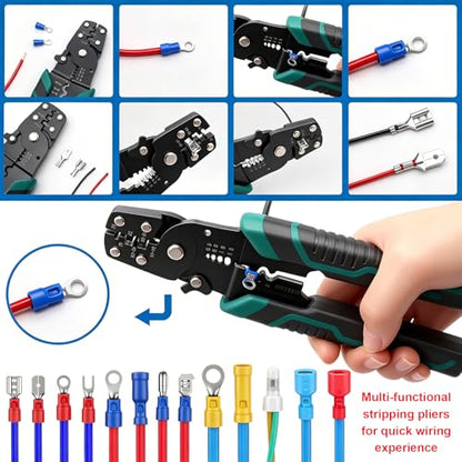 smseace 1100Pcs Wire Connectors Kit with Crimping Tool Packed in Handheld box 22-10AWG Insulated Wire Crimp Spade/Fork/Ring/Butt Electrical Speaker Wire Connector - size: 1100Pcs