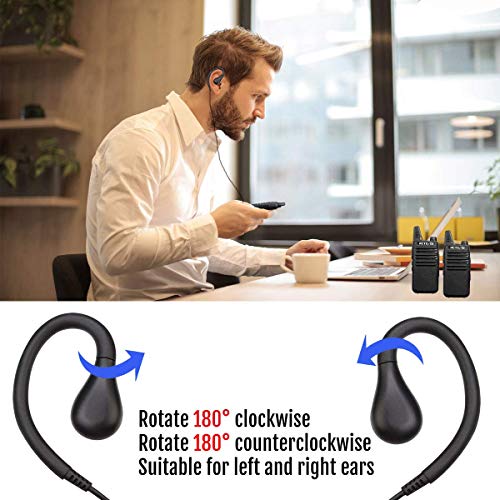 Retevis RT22 Walkie Talkie Earpiece, for RT68/RT21/H777/RT27/RT68H | 2 Pin, Compatible with Pxton, Baofeng BF-888S/BF-T26, Kenwood Two Way Radio, Walkie Talkie Earpiece with Mic(6 Pack)