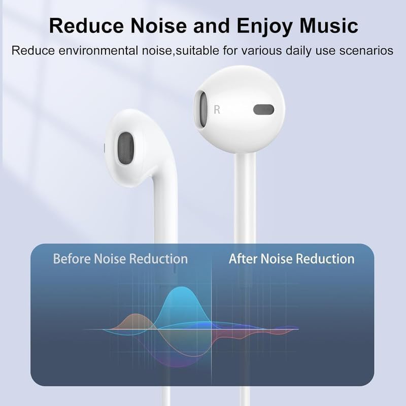 2 Packs Wired Earbuds with Microphone & Volume Control, 3.5mm in-Ear Headphones Stereo Sound, Noise-Isolating Earphones for Music, Phone Calls, Compatible with Laptop, Tablet, PC - Black & White