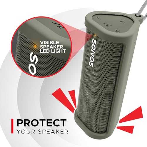 Heavy Duty Protective Carrying Case for Sonos Roam 2 | Green | Compatible with Sonos Roam, Roam 2 & Roam SL | Includes Bluetooth Button | Protect Your Wireless Speaker | Cover / Sleeve - color: Green
