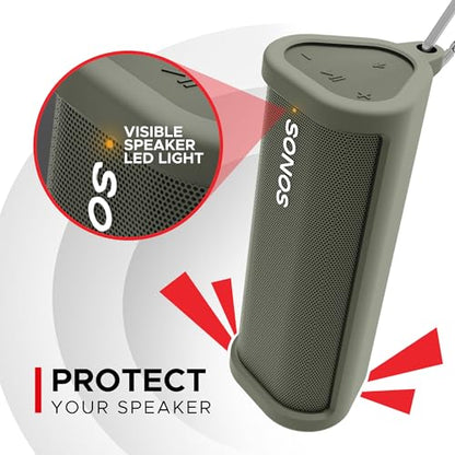Heavy Duty Protective Carrying Case for Sonos Roam 2 | Green | Compatible with Sonos Roam, Roam 2 & Roam SL | Includes Bluetooth Button | Protect Your Wireless Speaker | Cover / Sleeve - color: Green