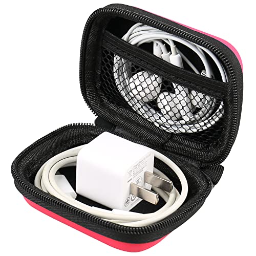 Earbud Case, RISETECH Earphone Case Holder Hard EVA Headphone Small Zipper Pouch Compatible with Beats Fit Pro, TOZO T6, Bose Soundsport, EarPods, AirPods, Sony Wired Earbuds with Keychain -Red - color: Red