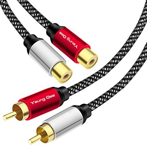 2RCA Male to 2RCA Female Extension Cable 6 ft, 2 RCA Extension Cable Nylon Braid 2 RCA Male to 2 RCA Female Stereo Audio Extension Cord (6FT/2M) - size: 6 ft
