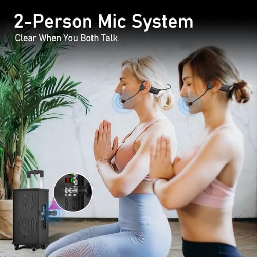KIMAFUN 2.4G IP67 Waterproof Wireless Fitness Headset Microphone | Lightweight, for Swimming Pool, Fitness Sports, Yoga, Gym, Class, Speaker, Laptop, Tablet for 2 People, GWP92 - size: GWP92(2TX+1RX)