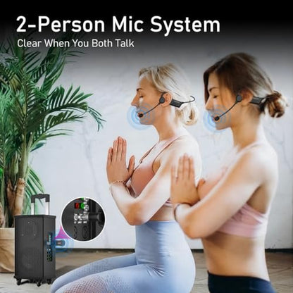 KIMAFUN 2.4G IP67 Waterproof Wireless Fitness Headset Microphone | Lightweight, for Swimming Pool, Fitness Sports, Yoga, Gym, Class, Speaker, Laptop, Tablet for 2 People, GWP92 - size: GWP92(2TX+1RX)