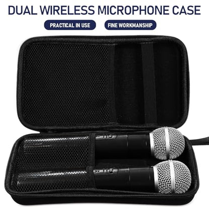 Alasum Wireless Microphone Carrying Case with Dual Slots, Hard Shell