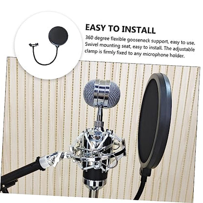 Microphone Pop Filter Windscreen Filter for Vocal Mic Double- Swivel Mount and Clamp