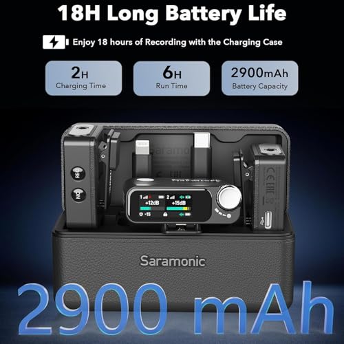 Saramonic Ultra Wireless Lavalier Microphone, 32-Bit Float Recording, Timecode Sync, Noise Cancellation, IPX5 Water Resistance, 984’ Range, 130dB SPL, for Cameras, Smartphones, Computers (ULTRA01)