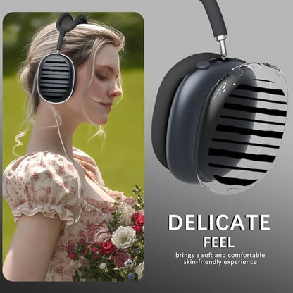 Joyland Silicone Case for AirPods Max Headphones,Stripe Soft TPU Ear Cups Cover/Ear Pad Cover/Headband Protection for Apple AirPods Max USB-C/Lightning (2024/2020),Clear Black - color: Black-Stripe