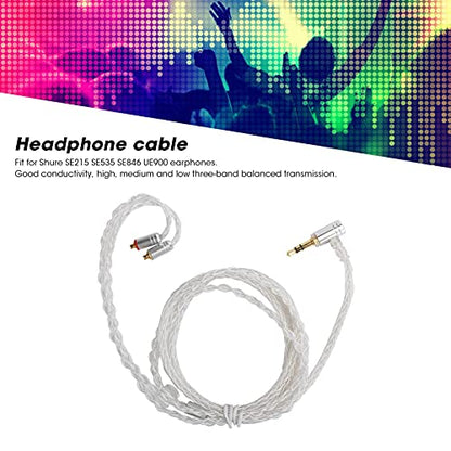 MMCX Earphone Cable Replacement Oxygen Free Copper Silver Plated Wire Balanced Sound for SE215 SE535 SE846 UE900 Headphones 3.5mm Audio Interface 1.2m Length (Transparent 3.5 three-dimensional) - color: Transparent 3.5 three-dimensional