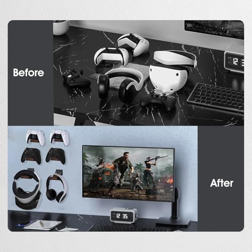 NIRVASH Walnut Controller Wall Mount, Wood Game Controller Holder Stand & Headphone Hanger, Controller & Headset Stand Compatible with Xbox, PS5, Remote (2 Pack Black) - color: Black (2 Pack)