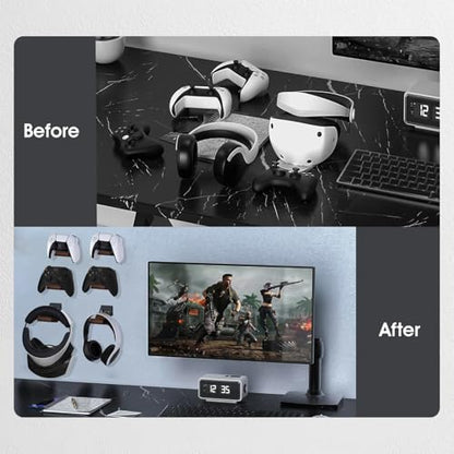 NIRVASH Walnut Controller Wall Mount, Wood Game Controller Holder Stand & Headphone Hanger, Controller & Headset Stand Compatible with Xbox, PS5, Remote (2 Pack Black) - color: Black (2 Pack)