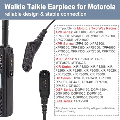 APX 6000 Earpiece Surveillance Air Acoustic Tube Headset with PTT Mic Compatible with Motorola APX 7000 8000 XPR 6350 6550 7550e 7350e Two Way Radio - size: 8268-04P