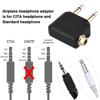 EBOOT 3 Pcs Airplane Headphone Adapter Airline Flight Adapter for Headphone