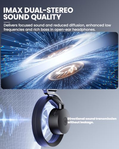 Mixer Open Ear Headphones, Wireless Headphones with Qualcomm aptX HD, Snapdragon Sound, Comfortable Breathable Open Fit, 40-Hour Playtime, Open Back Headphones with Carrying Case (Black) - color: Black