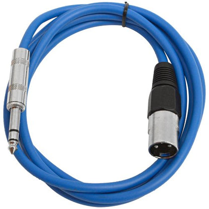 Seismic Audio - SATRXL-M6 - Blue 6' XLR Male to 1/4" TRS Patch Cable - color: Blue, size: 6 Foot