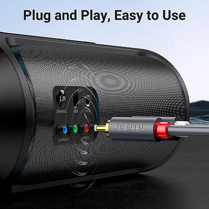 UGREEN RCA Cable, 10FT 2RCA Male to 2RCA Male Stereo Audio Cable | For Home Theater Amplifier, Hi-Fi System, Car Audio Speaker, Dual Shielded Red and White Connectors with 24K Gold Plated - size: 10FT