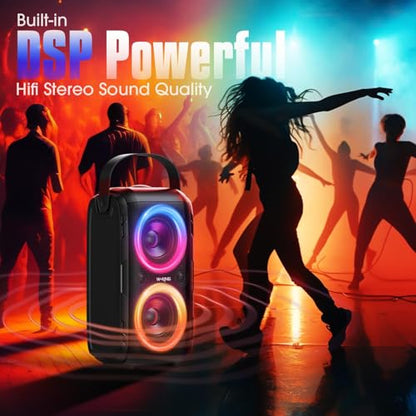 W-KING Party Bluetooth Speaker Boom Box, 180W Max Big Large Speaker | 105dB Loudest Wireless Outdoor Portable Speaker 4 Drivers with 2*4.04'' Subwoofer, 80W HD Huge Deep Bass, IPX5/24H/EQ/USB/TF - style: T9