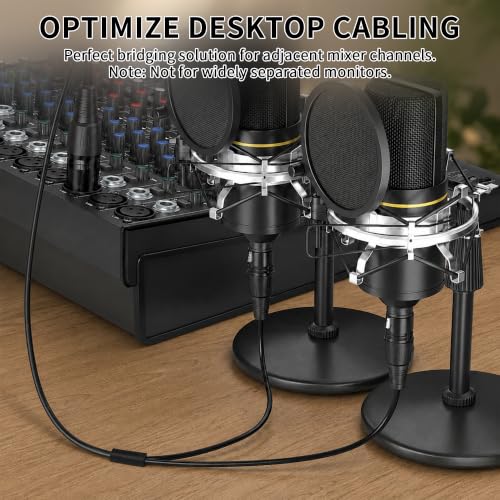 XLR Splitter Cable Male to 2X Female Microphone Cable 3ft, 2-Pack | Y type XLR Cable 25AWG Oxygen-Free Copper(OFC) Balanced Audio Splitter Cable for Micphones Mixers Speaker Systems