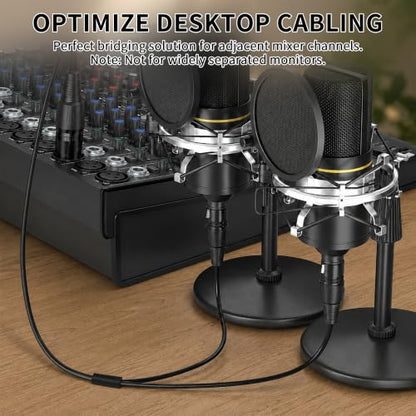 XLR Splitter Cable Male to 2X Female Microphone Cable 3ft, 2-Pack | Y type XLR Cable 25AWG Oxygen-Free Copper(OFC) Balanced Audio Splitter Cable for Micphones Mixers Speaker Systems