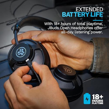 JLab JBuds Open Wireless Headphones – Open-Ear, Comfortable All-Day Fit, 24+ Hour Playtime, Immersive Sound, Bluetooth Headphones with App Control, Black - color: Black