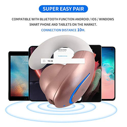 Bluetooth Headset, Single Ear BT5.0 Ultralight Wireless Headphone Cell Phone Earpiece Ear Clip with Mic, Noise Canceling Handsfree Driving Earbud for iPhone, Android,Samsung Smartphone(Pink) - color: Pink